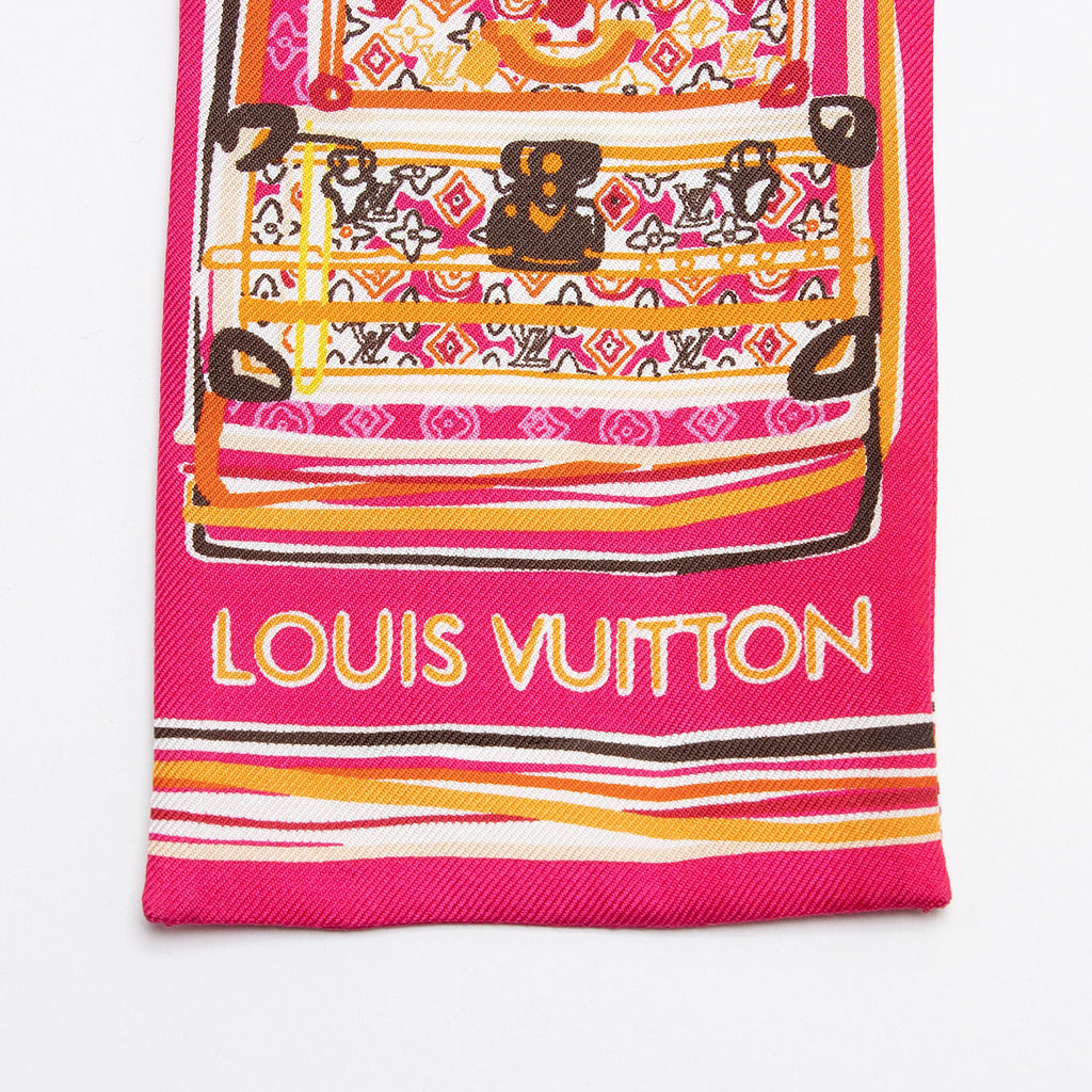 Louis Vuitton Silk Monogram Trunks Bandeau Scarf (SHF-22312)
