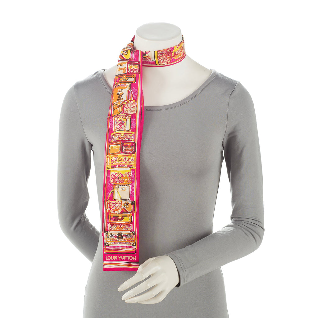 Louis Vuitton Silk Monogram Trunks Bandeau Scarf (SHF-22312)