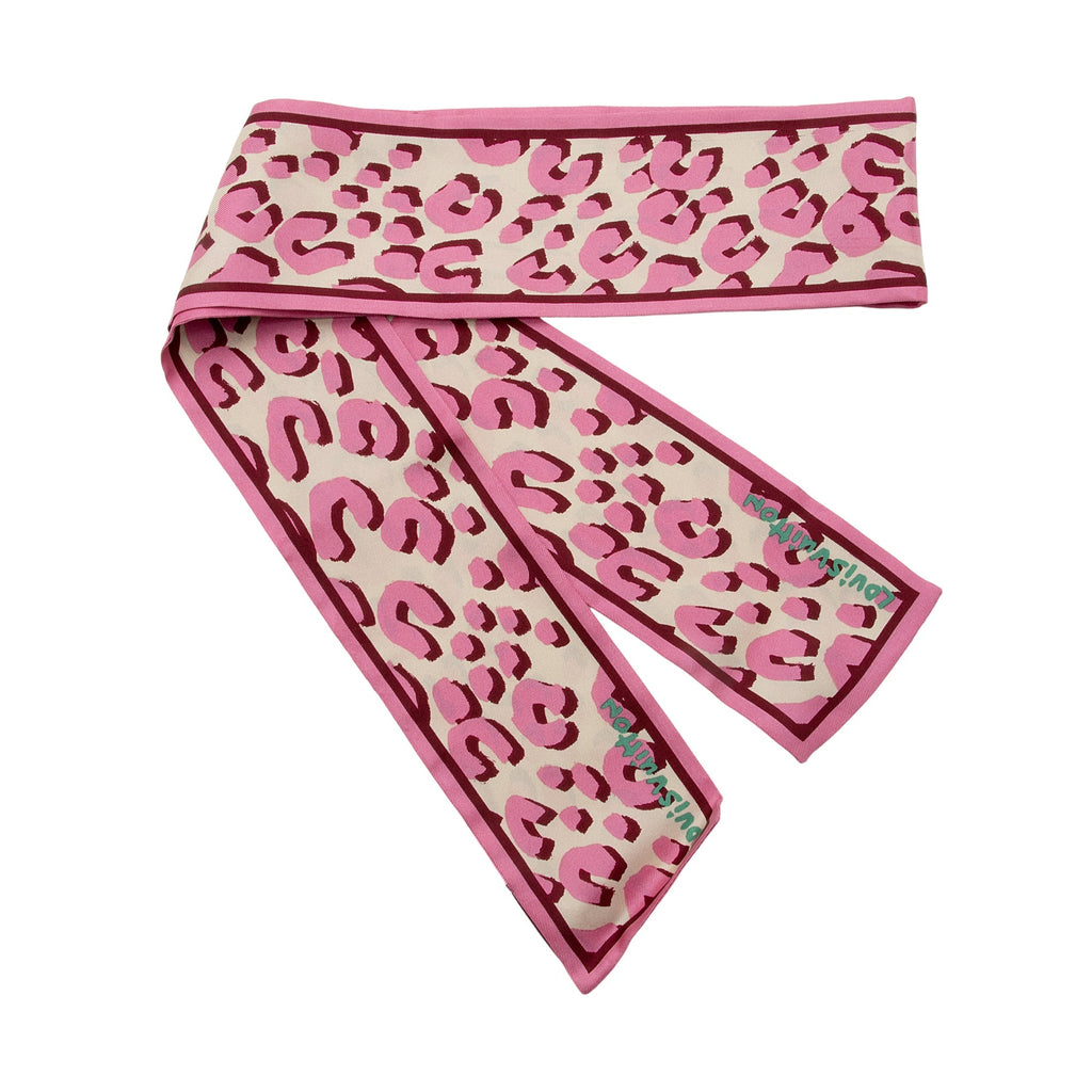 Louis Vuitton Silk Stephen Sprouse Monogram Leopard Bandeau Scarf (SHF-VB3A1c)