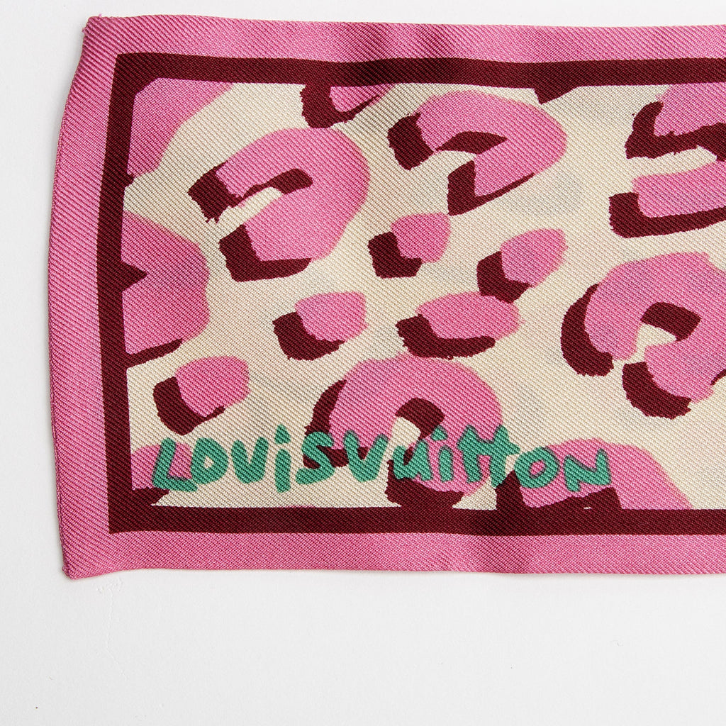 Louis Vuitton Silk Stephen Sprouse Monogram Leopard Bandeau Scarf (SHF-VB3A1c)