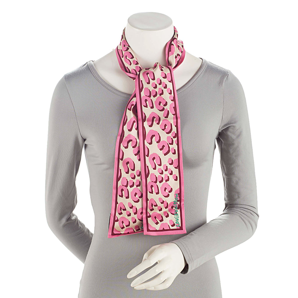 Louis Vuitton Silk Stephen Sprouse Monogram Leopard Bandeau Scarf (SHF-VB3A1c)