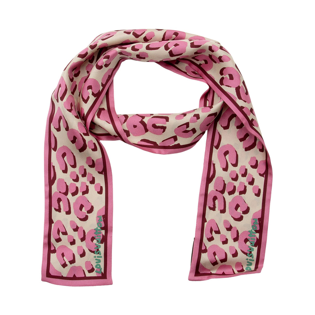Louis Vuitton Silk Stephen Sprouse Monogram Leopard Bandeau Scarf (SHF-VB3A1c)