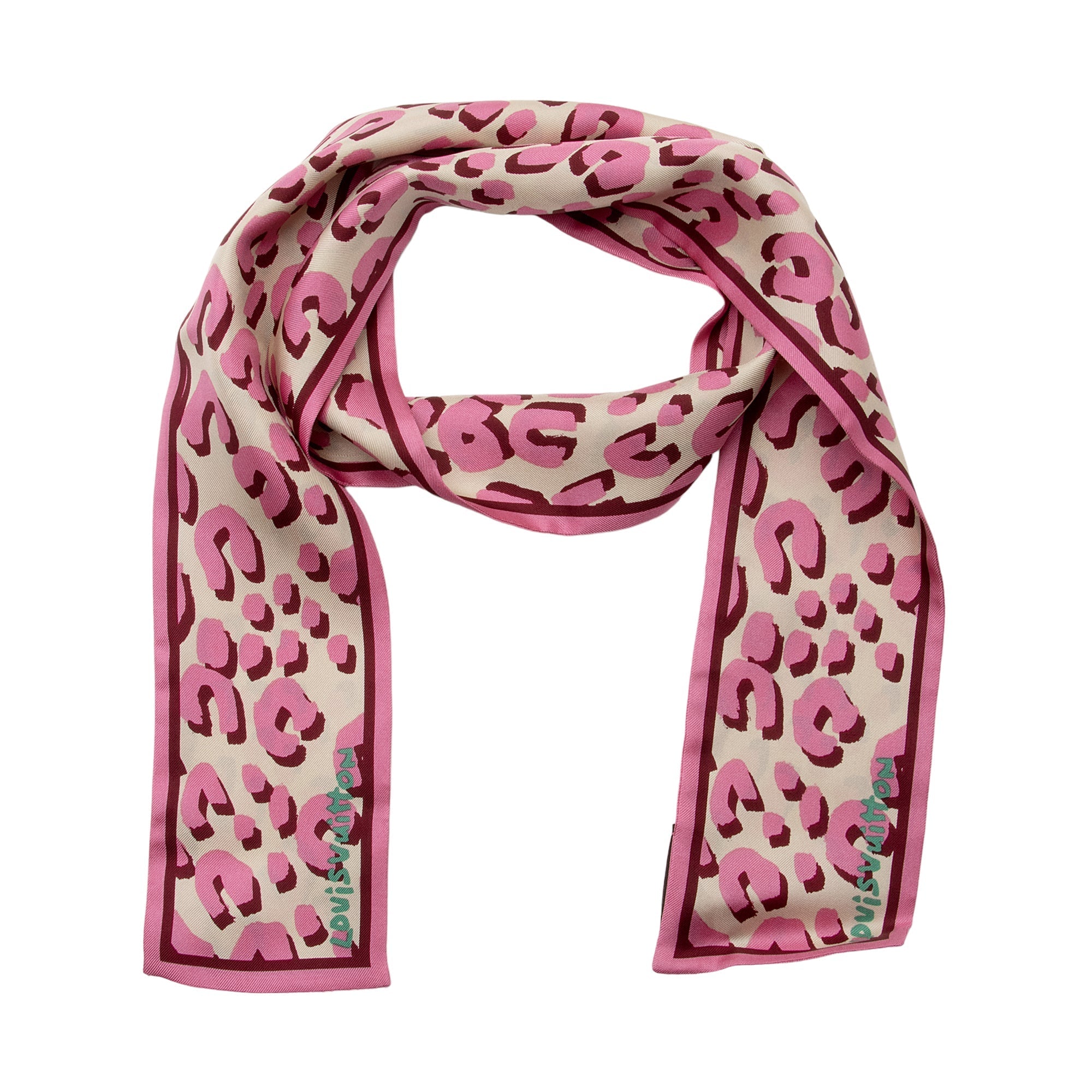 Louis Vuitton Silk Stephen Sprouse Monogram Leopard Bandeau Scarf (SHF-VB3A1c)