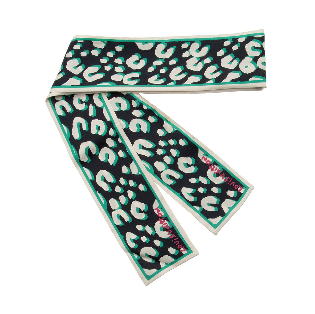 Louis Vuitton Silk Stephen Sprouse Monogram Leopard Bandeau Scarf (SHF-Z3Xfiu)