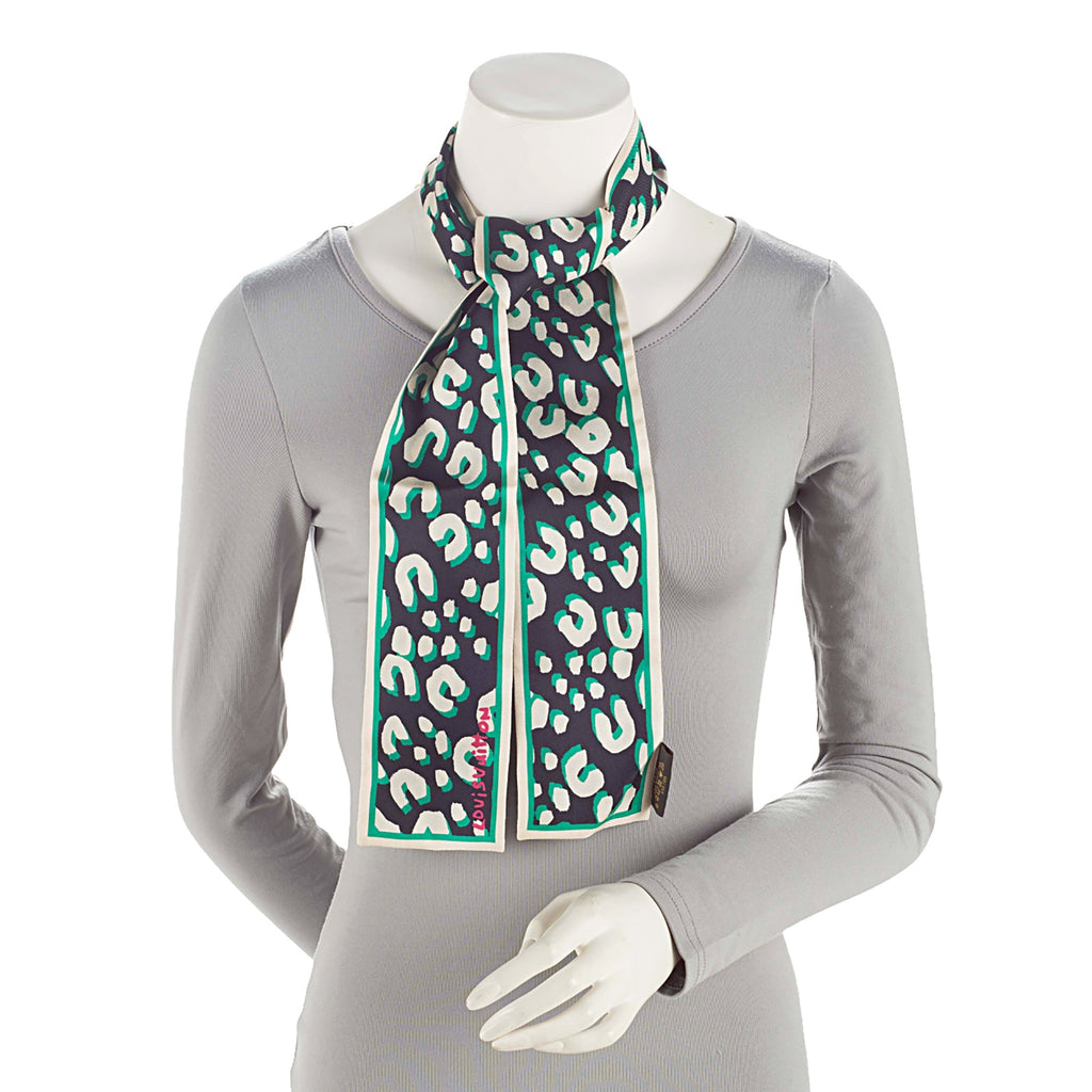 Louis Vuitton Silk Stephen Sprouse Monogram Leopard Bandeau Scarf (SHF-Z3Xfiu)