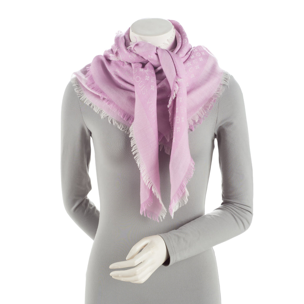Louis Vuitton Silk Wool Monogram Peitt Louis Shawl (SHF-oVItIP)