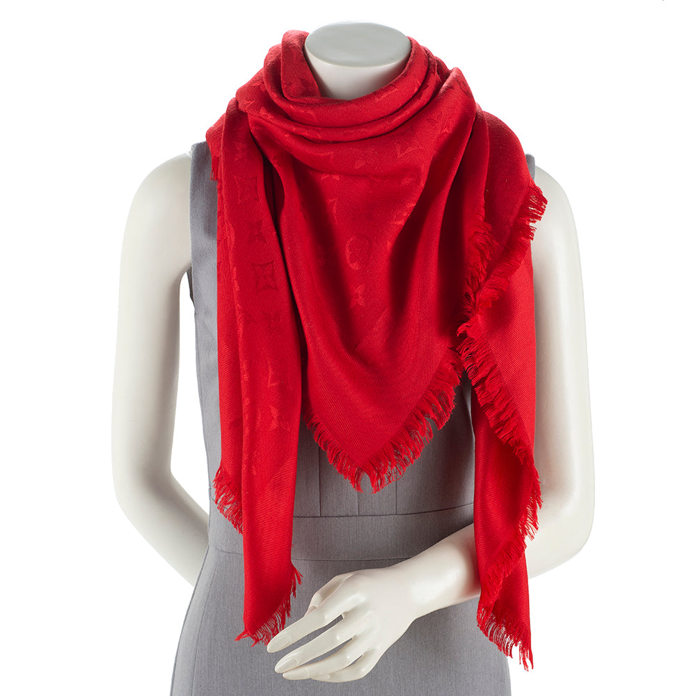 Louis Vuitton Silk Wool Monogram Scarf (SHF-16852)