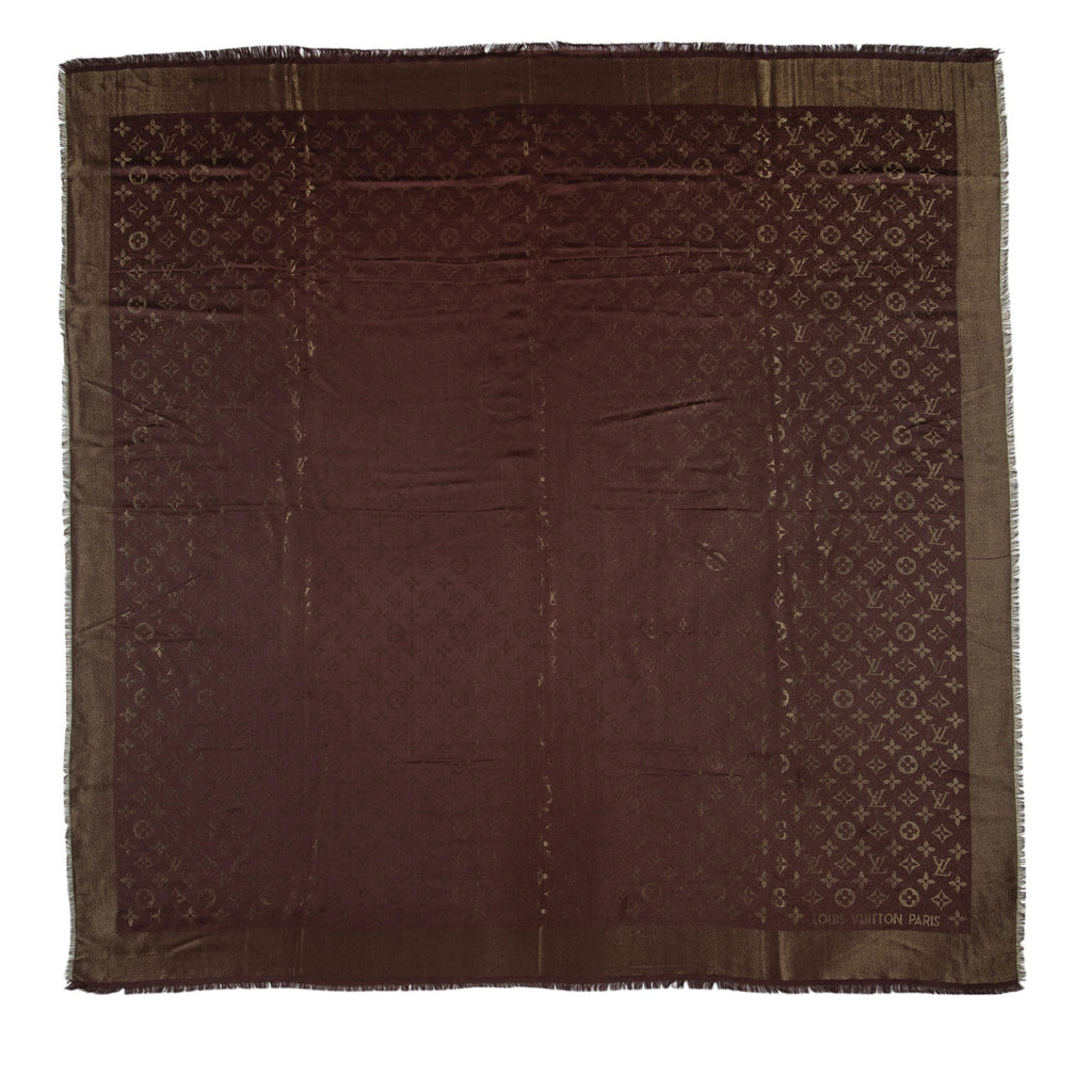 Louis Vuitton Silk Wool Monogram Shine Shawl (SHF-8TaKVB)