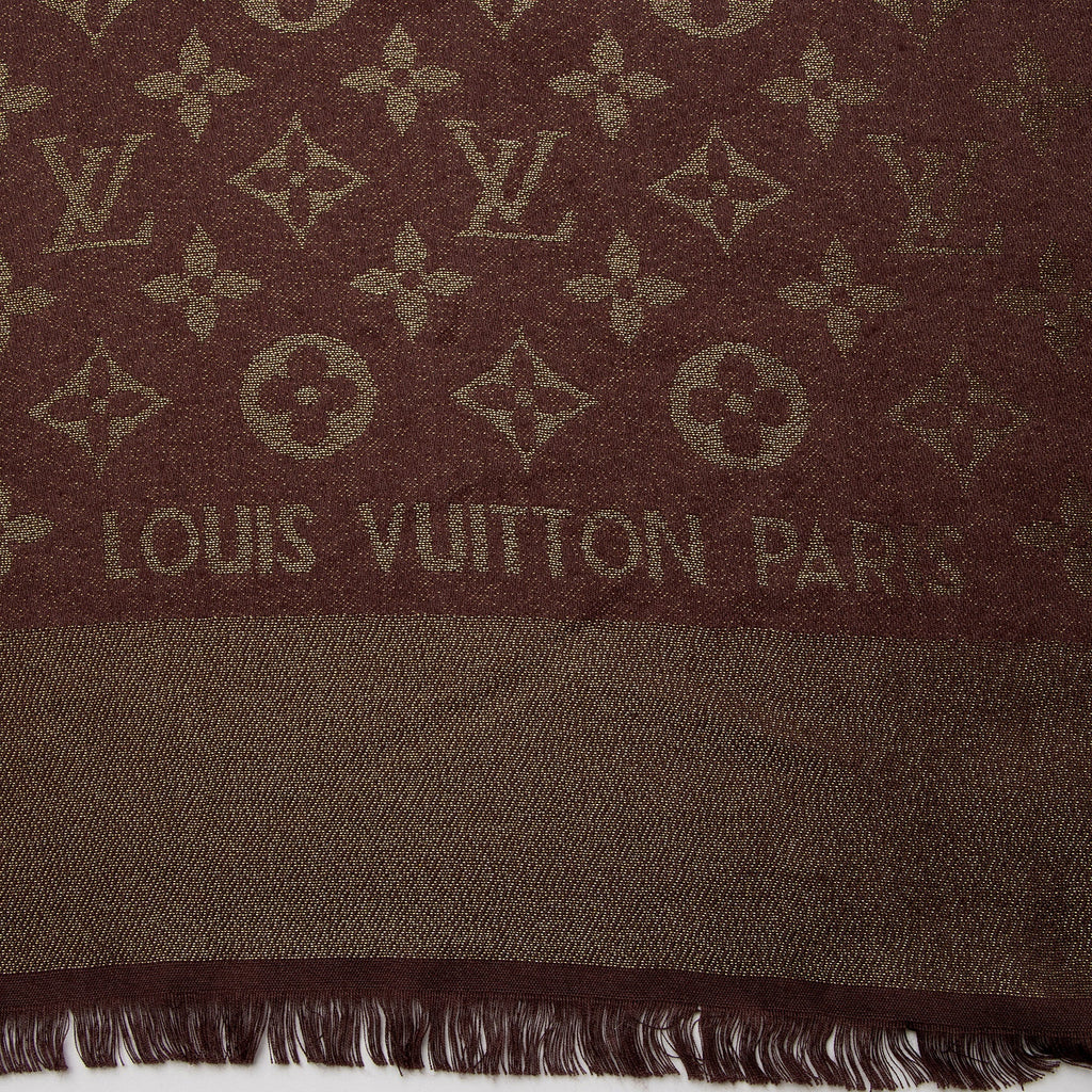 Louis Vuitton Silk Wool Monogram Shine Shawl (SHF-8TaKVB)