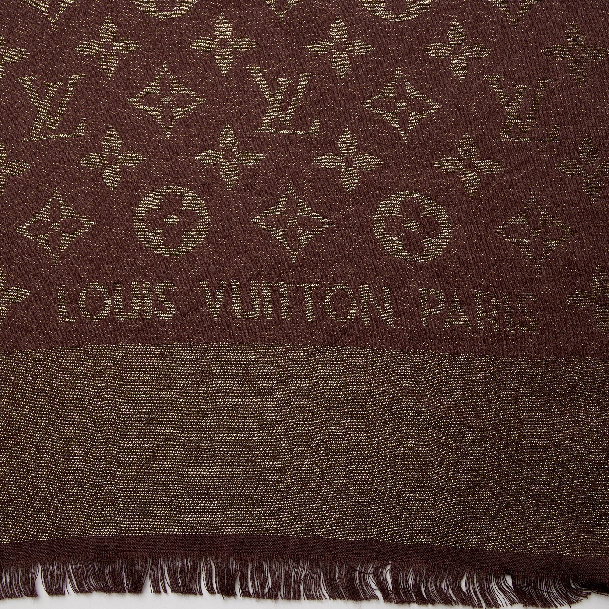 Louis Vuitton Silk Wool Monogram Shine Shawl (SHF-8TaKVB)