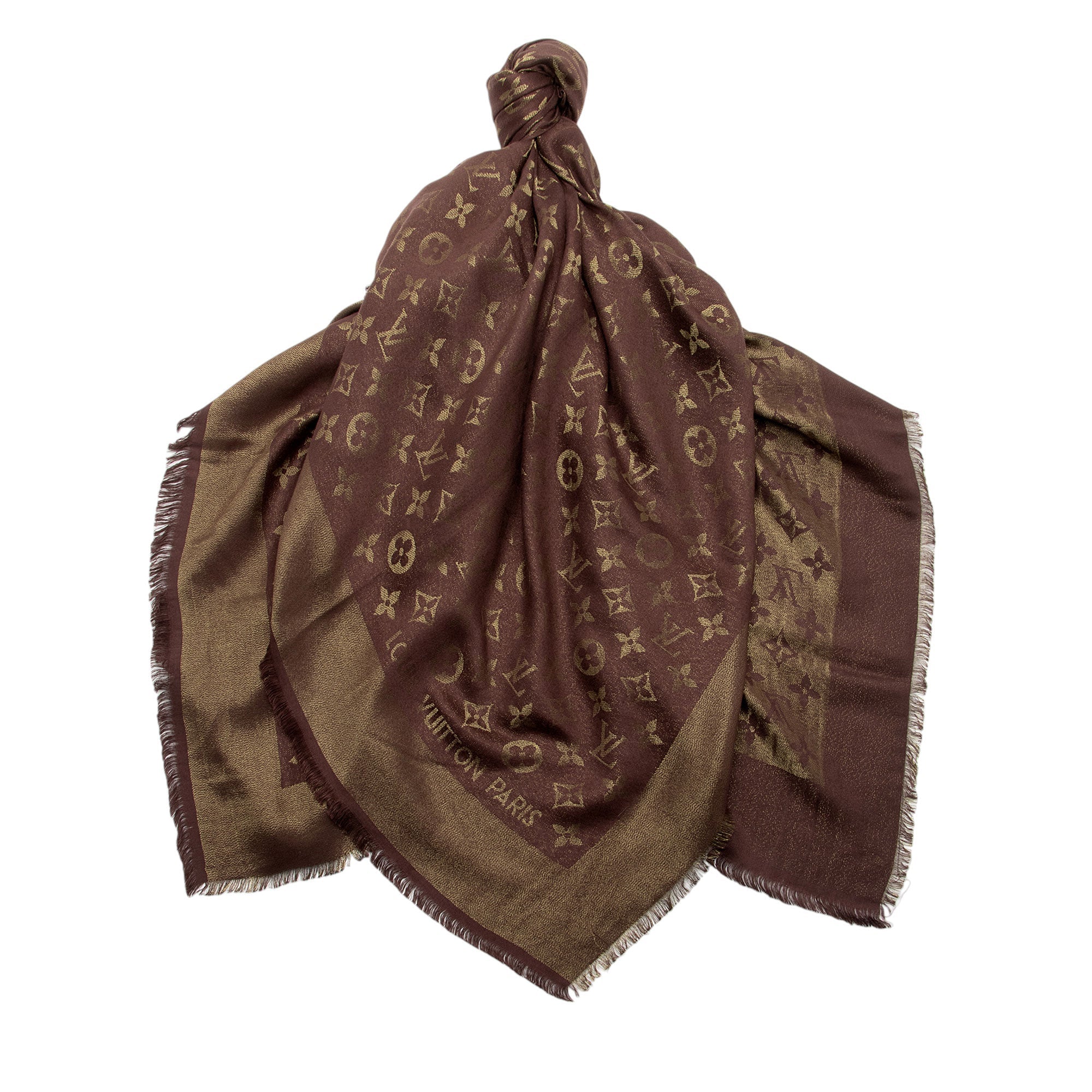 Louis Vuitton Silk Wool Monogram Shine Shawl (SHF-8TaKVB)