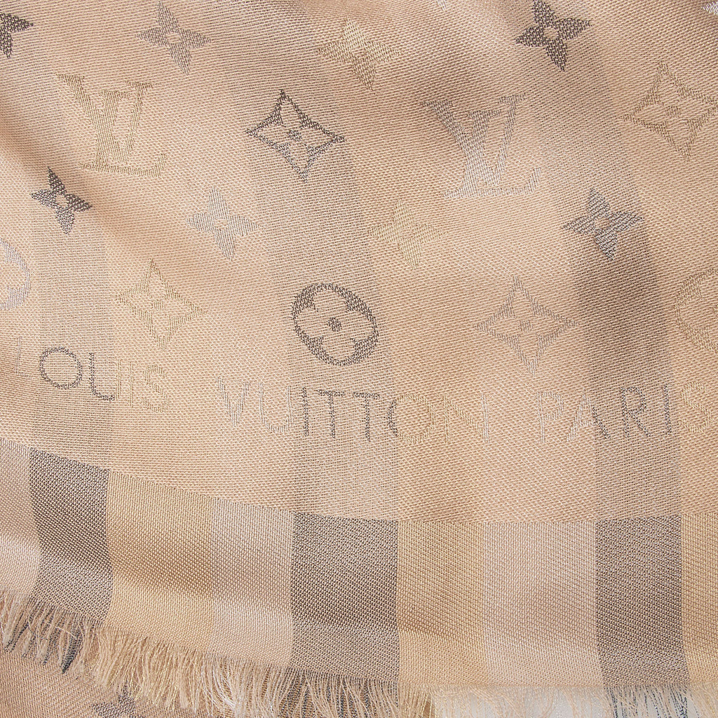 Louis Vuitton Silk Wool Monogram So Shine 55" Shawl