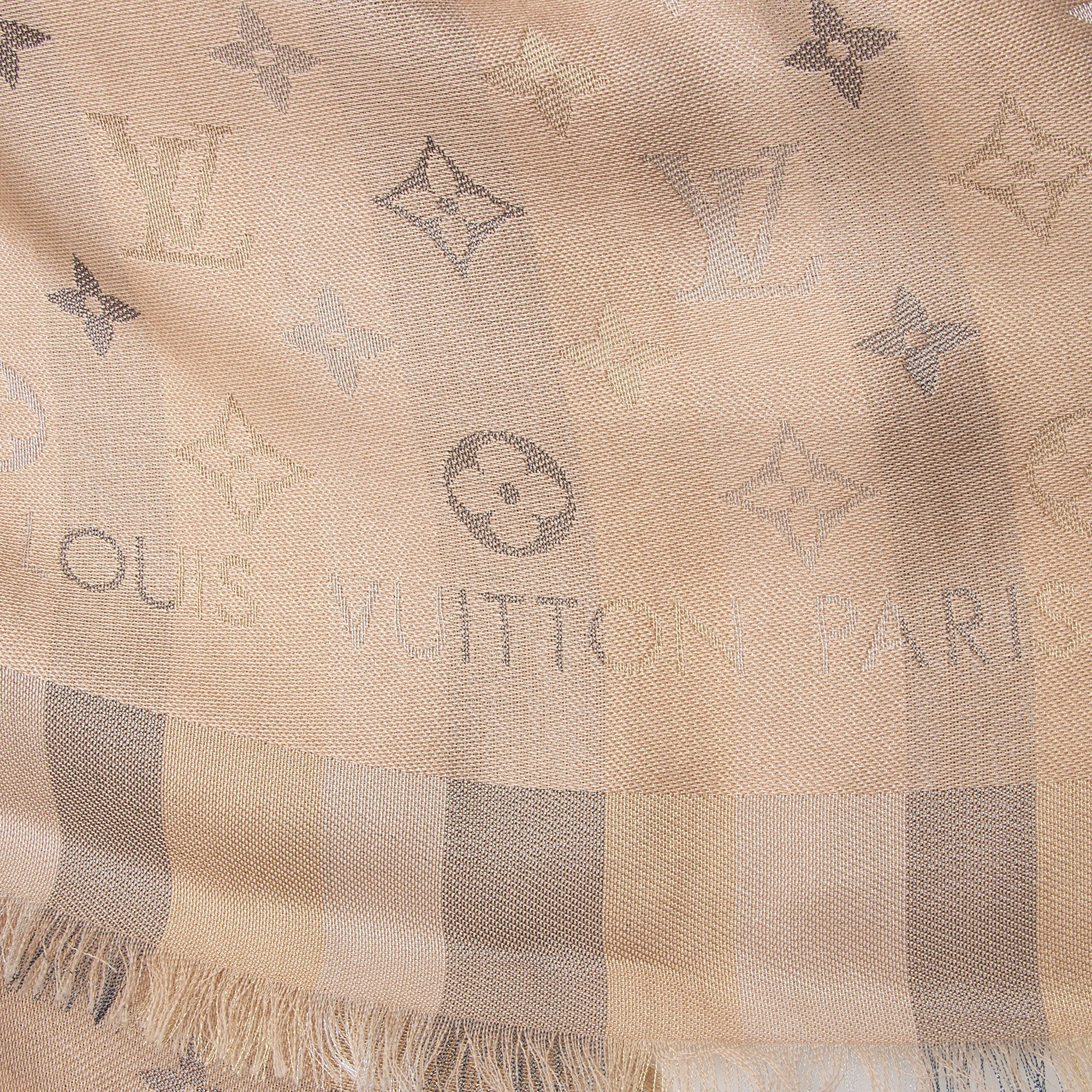 Louis Vuitton Silk Wool Monogram So Shine 55" Shawl
