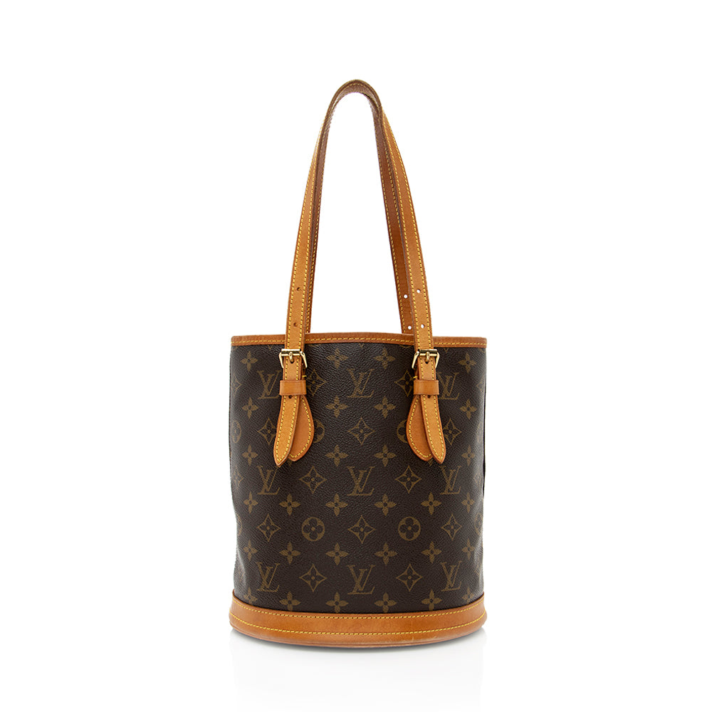 Louis Vuitton Vintage Monogram Canvas Petit Bucket Tote (SHF-18926)