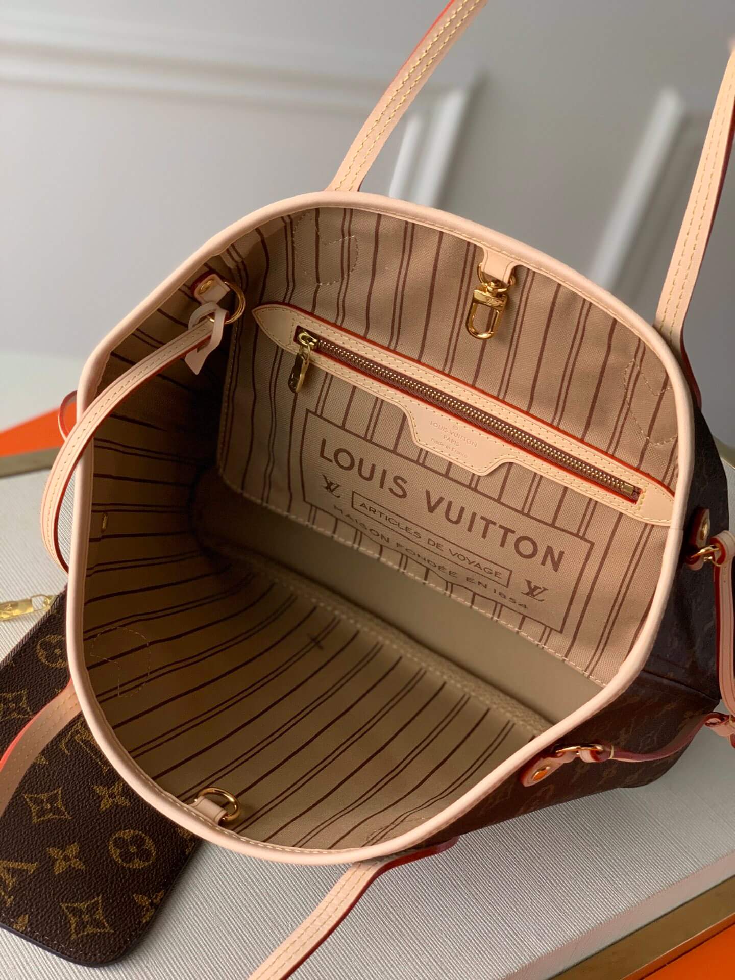 M40155 NEVERFULL PM tote bag monogram apricot MY HERITAGE subaxillary bag Handbag