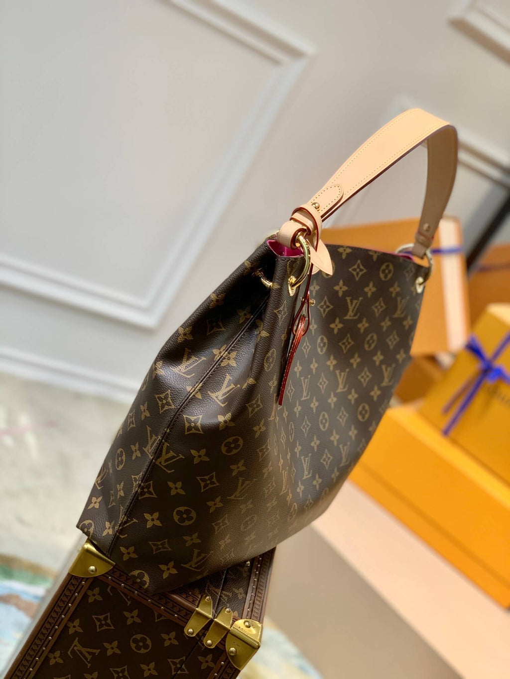 M43703 GRACEFUL MM big size MONOGRAM ROSE RED subaxillary bag Handbag