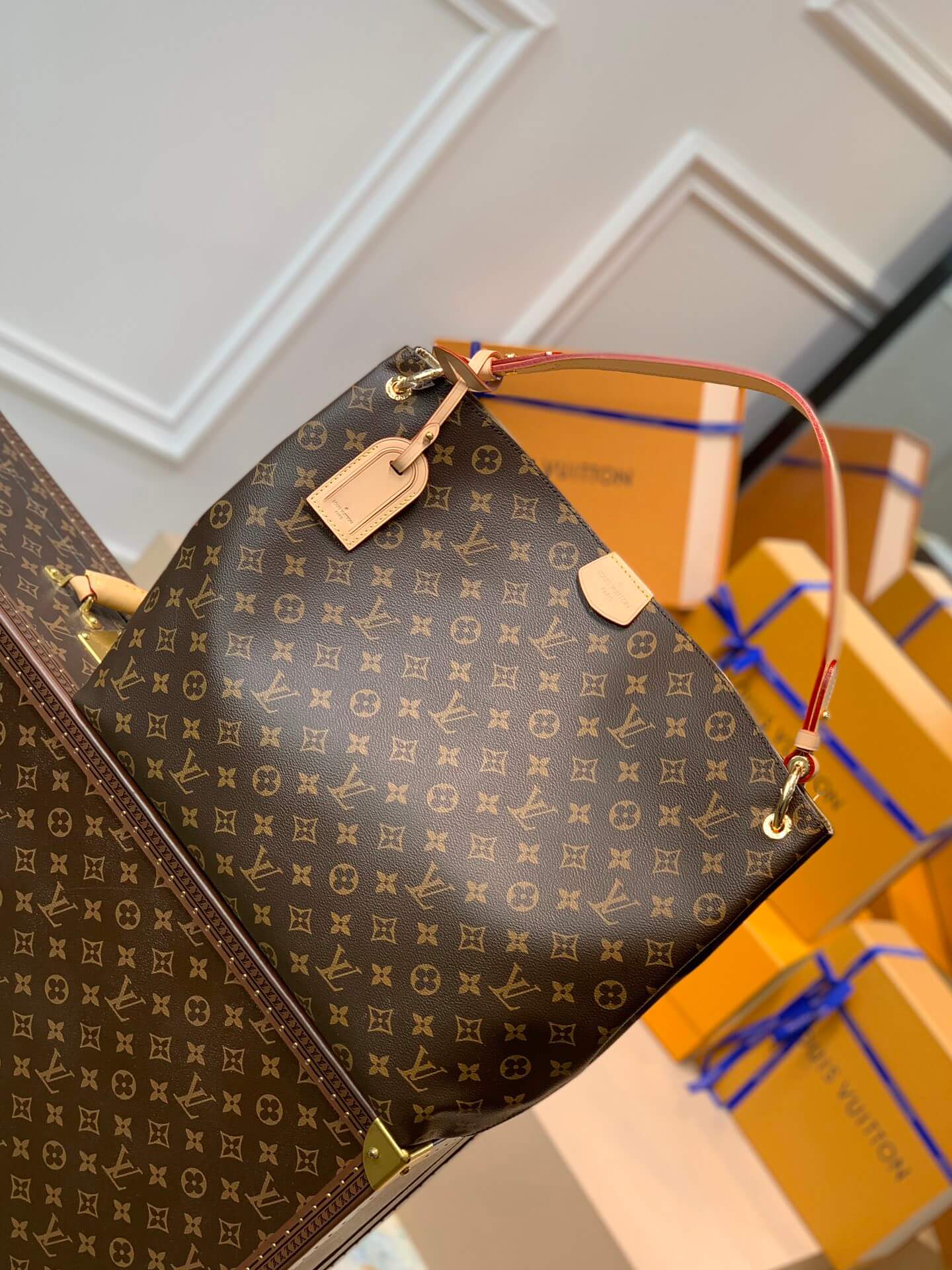 M43704 GRACEFUL MM big size MONOGRAM apricot Handbag subaxillary bag