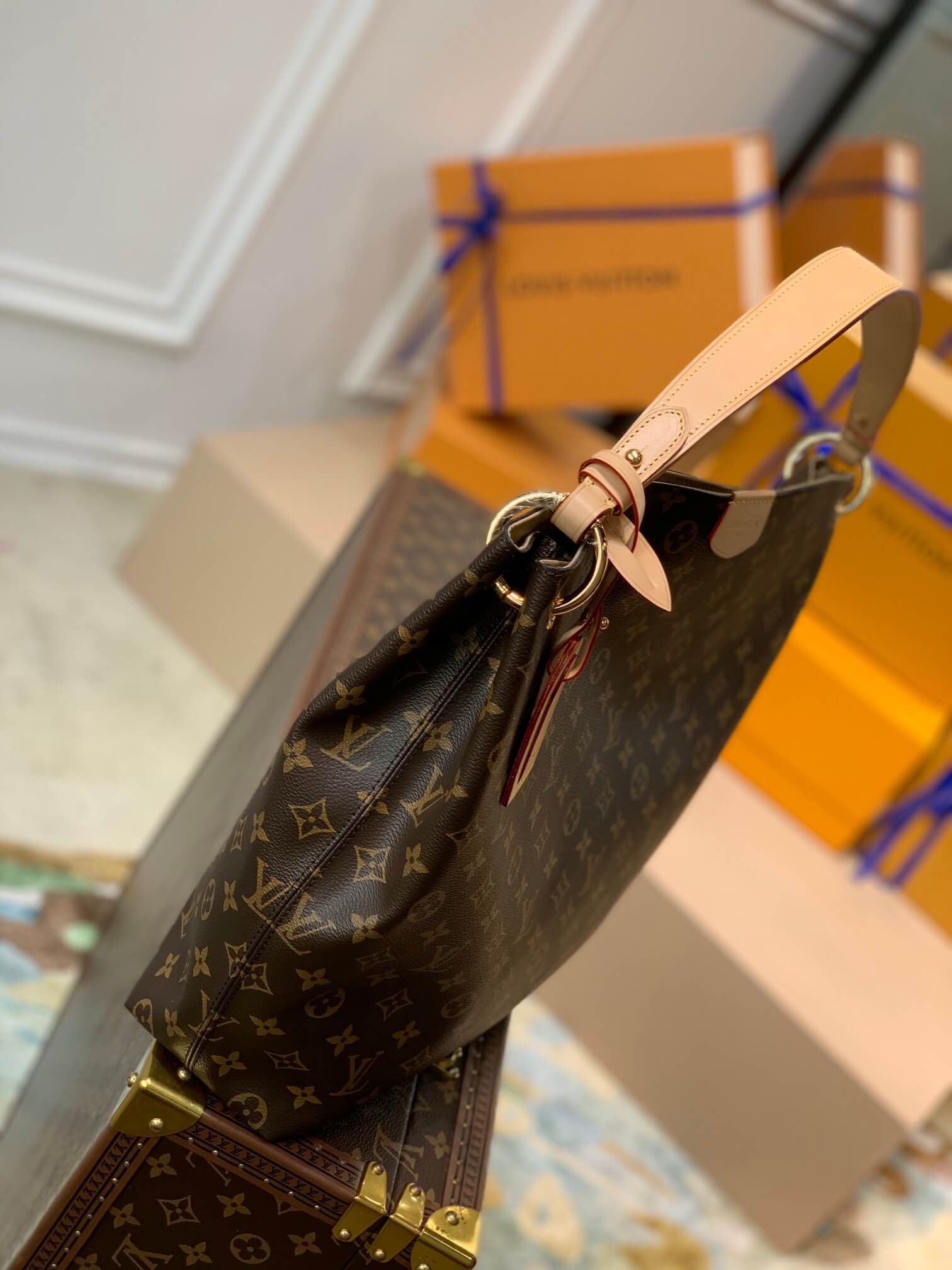 M43704 GRACEFUL MM big size MONOGRAM apricot Handbag subaxillary bag