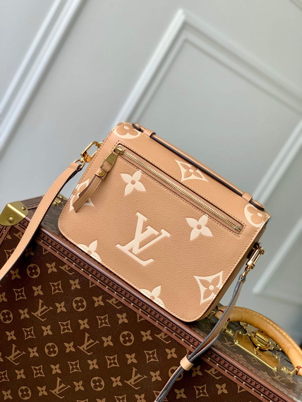 M45773 Pochette Metis Monogram Empreinte shoulder cross body bag brown