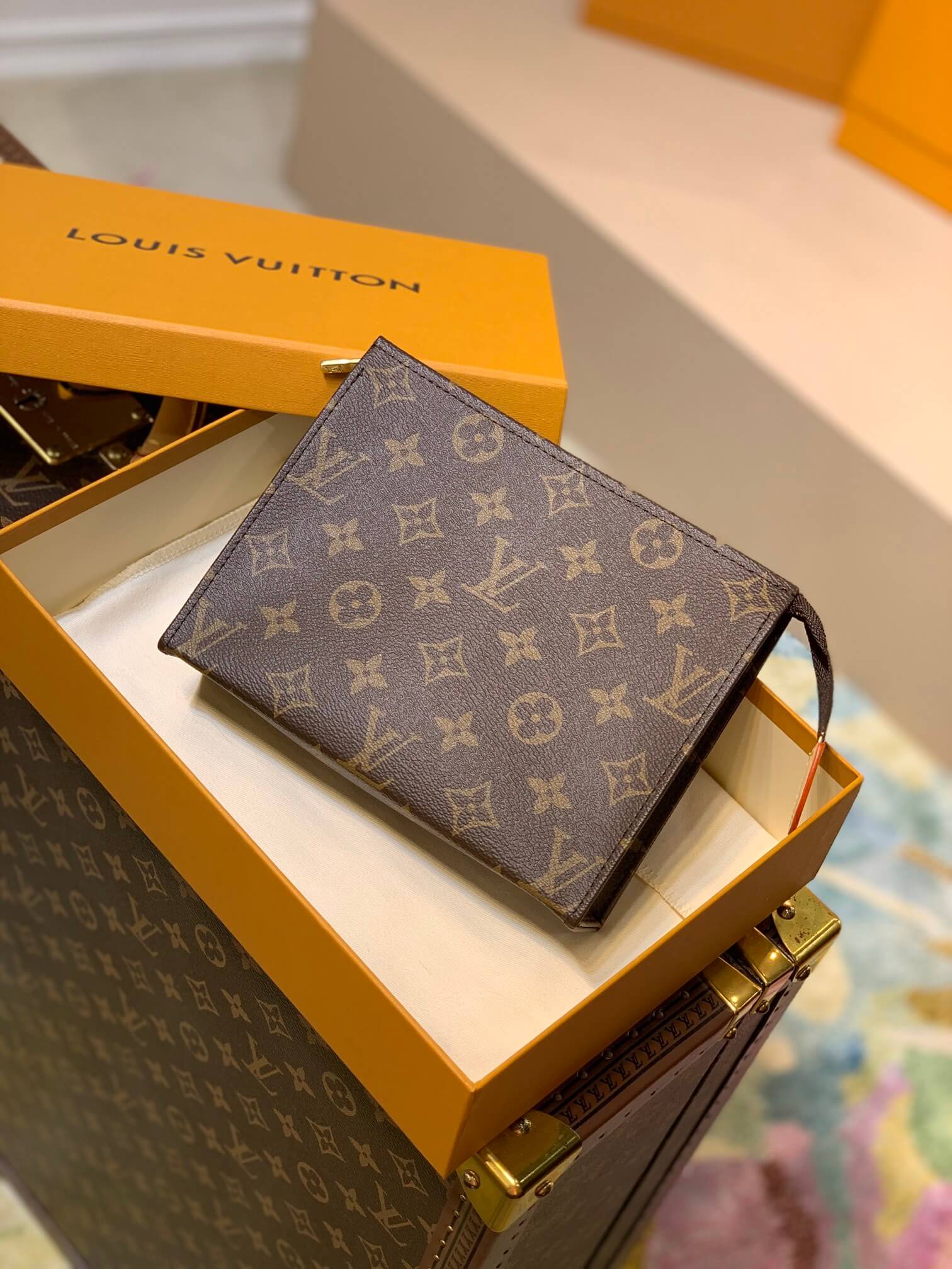 M47544 Clutch bag subaxillary bag brown calfskin Monogram