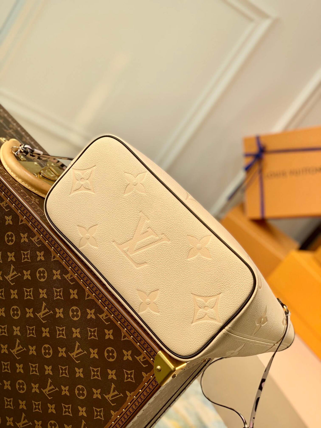 M58525 Match neverfull Monogram bucket bag Handbag white calfskin monogram