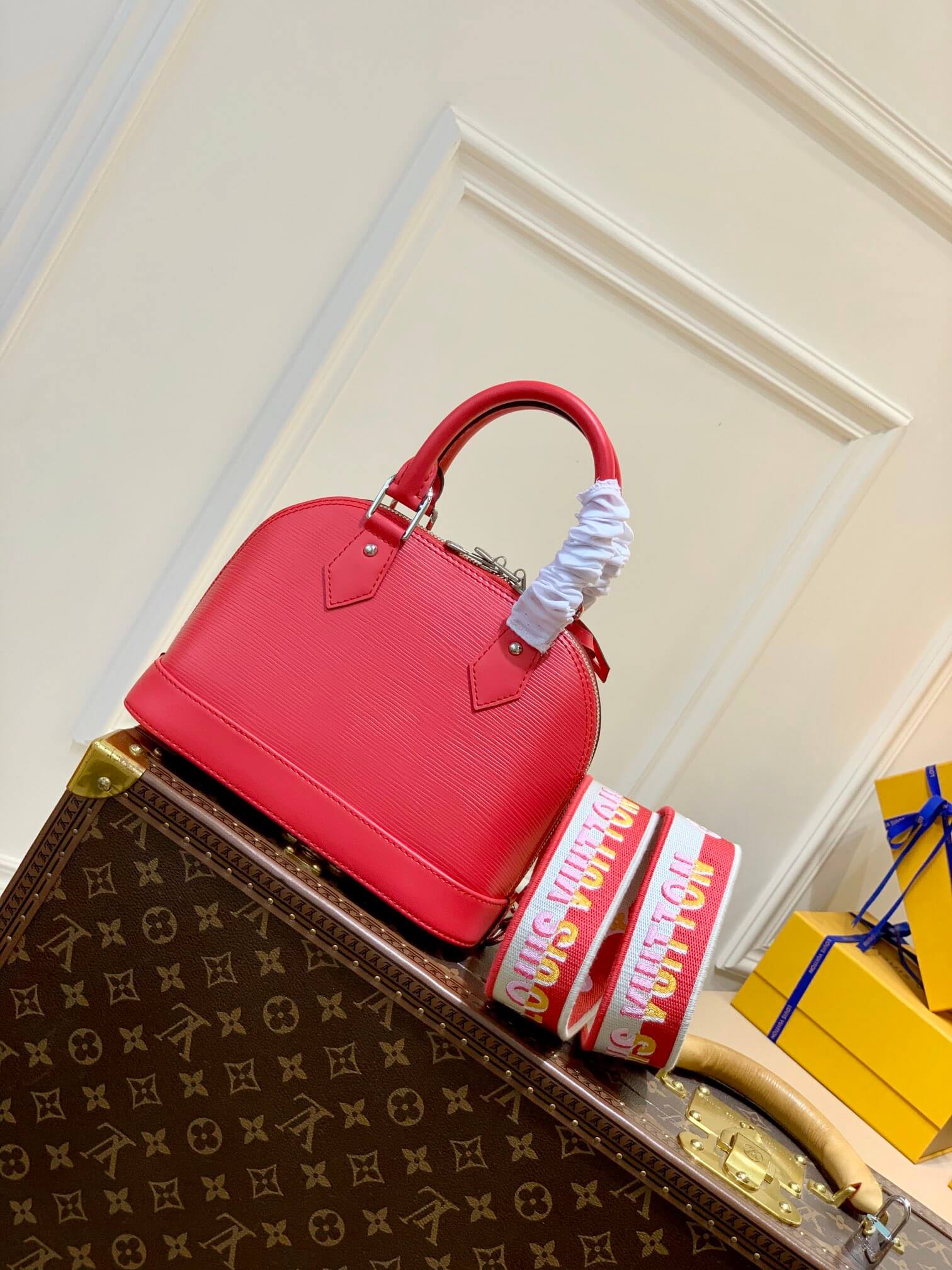 M59346 Alma BB Handbag shoulder bag cross body bags red calfskin Monogram