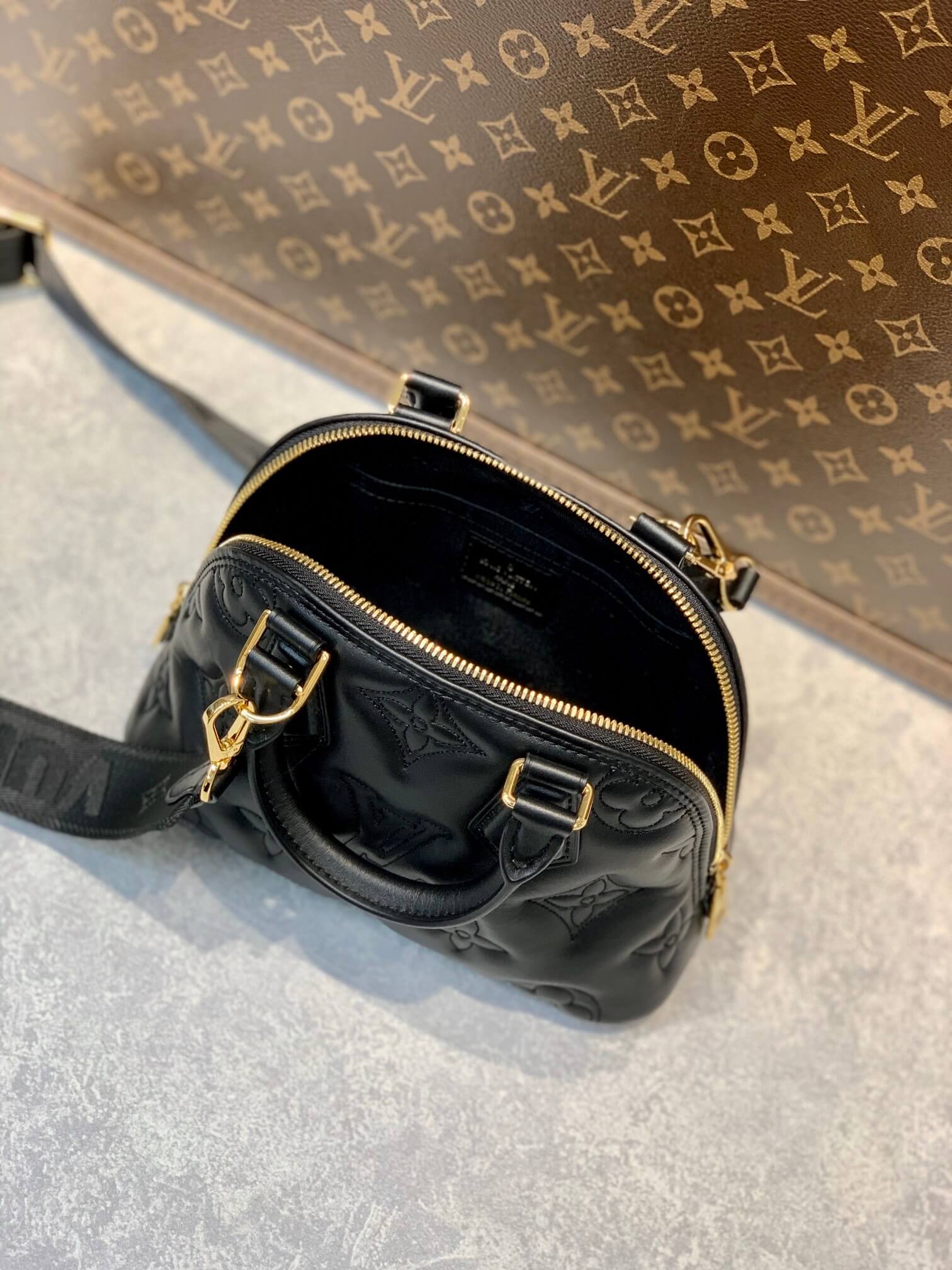 M59793 Alma BB Handbag shoulder bag cross body bags black calfskin Monogram