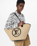 M59963 M59808 Black Plain Leather Logo Straw Bags 2022 SS free shipping