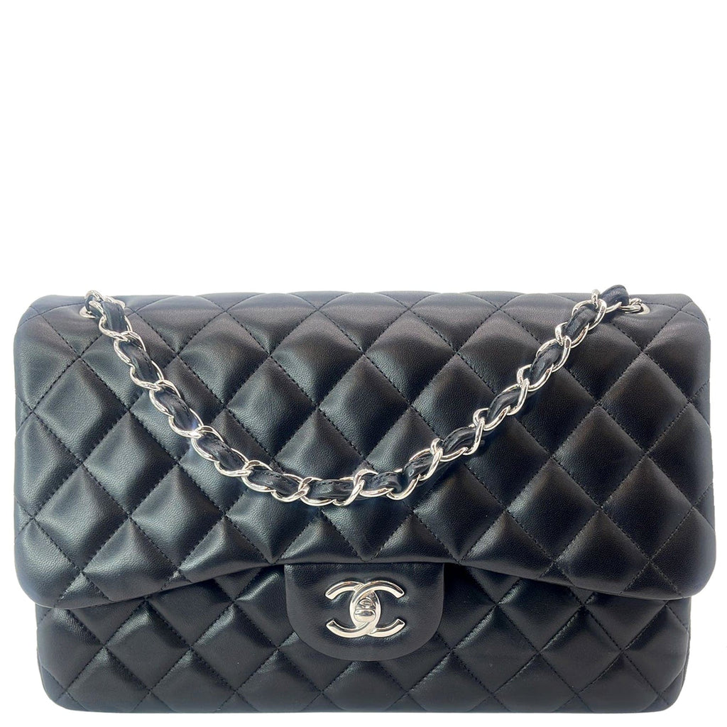 Chanel Classic Jumbo Double Flap  Leather Shoulder Bag Black