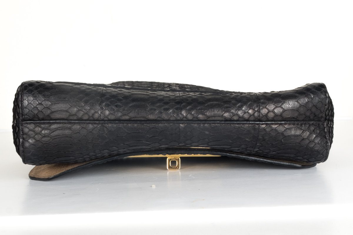 Michael Kors Black Leather Snakeskin Shoulder Bag