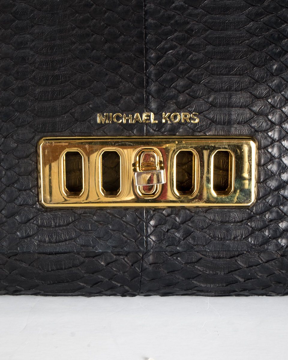 Michael Kors Black Leather Snakeskin Shoulder Bag