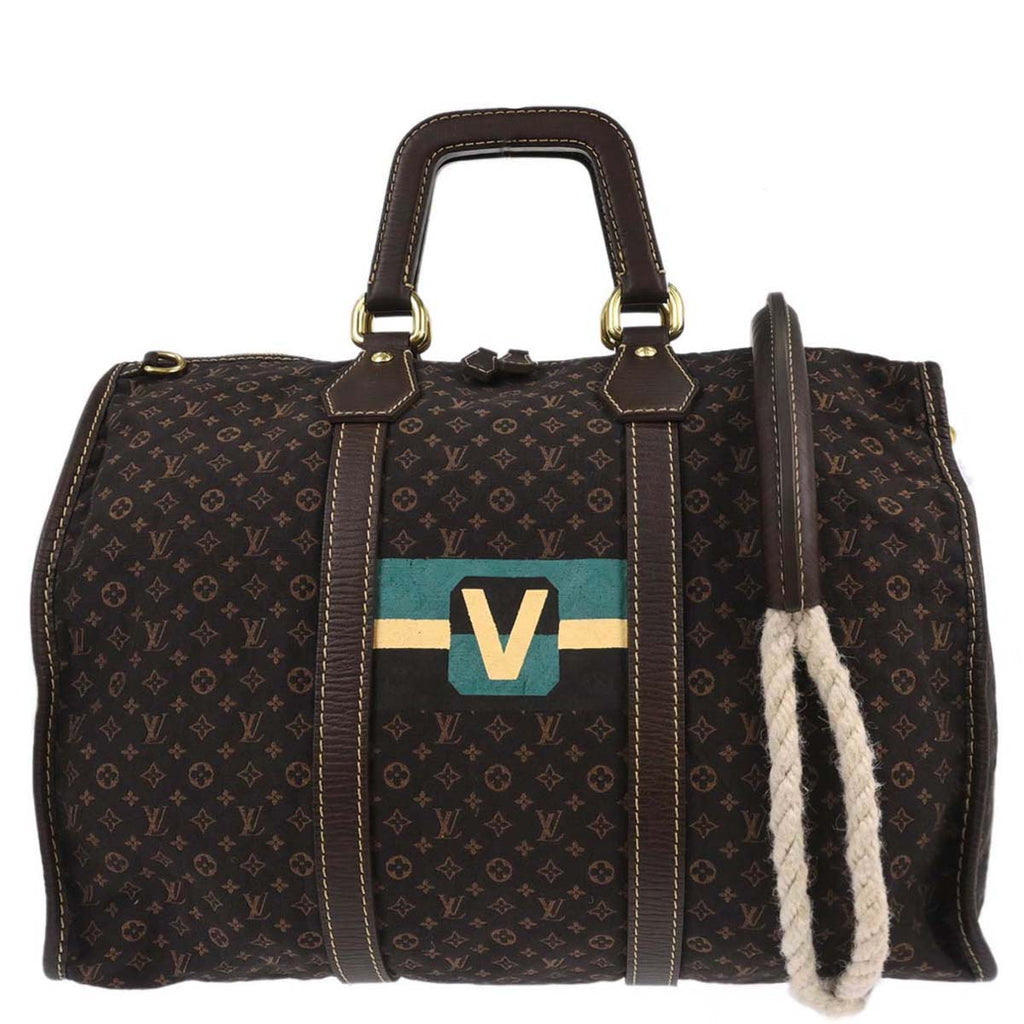 Louis Vuitton 2005 Brown Monogram Mini Lin Initial Keepall 45 Shoulder Duffle Bag M40019