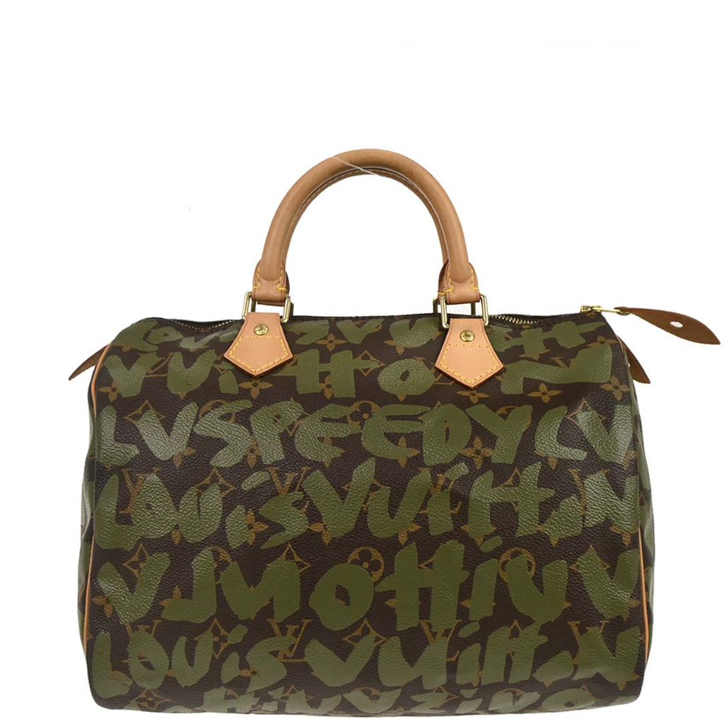 Louis Vuitton 2001 Khaki Monogram Graffiti Speedy 30 Handbag M92194