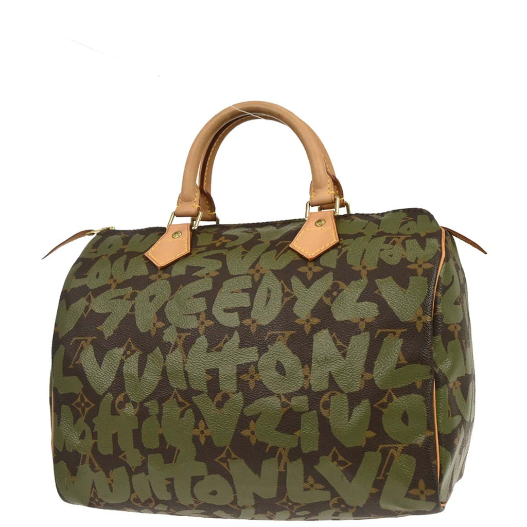 Louis Vuitton 2001 Khaki Monogram Graffiti Speedy 30 Handbag M92194