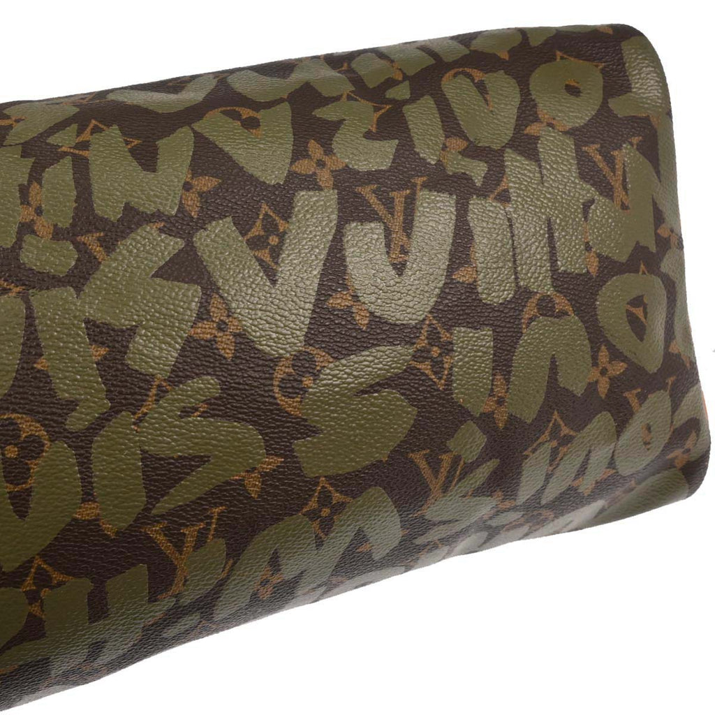 Louis Vuitton 2001 Khaki Monogram Graffiti Speedy 30 Handbag M92194