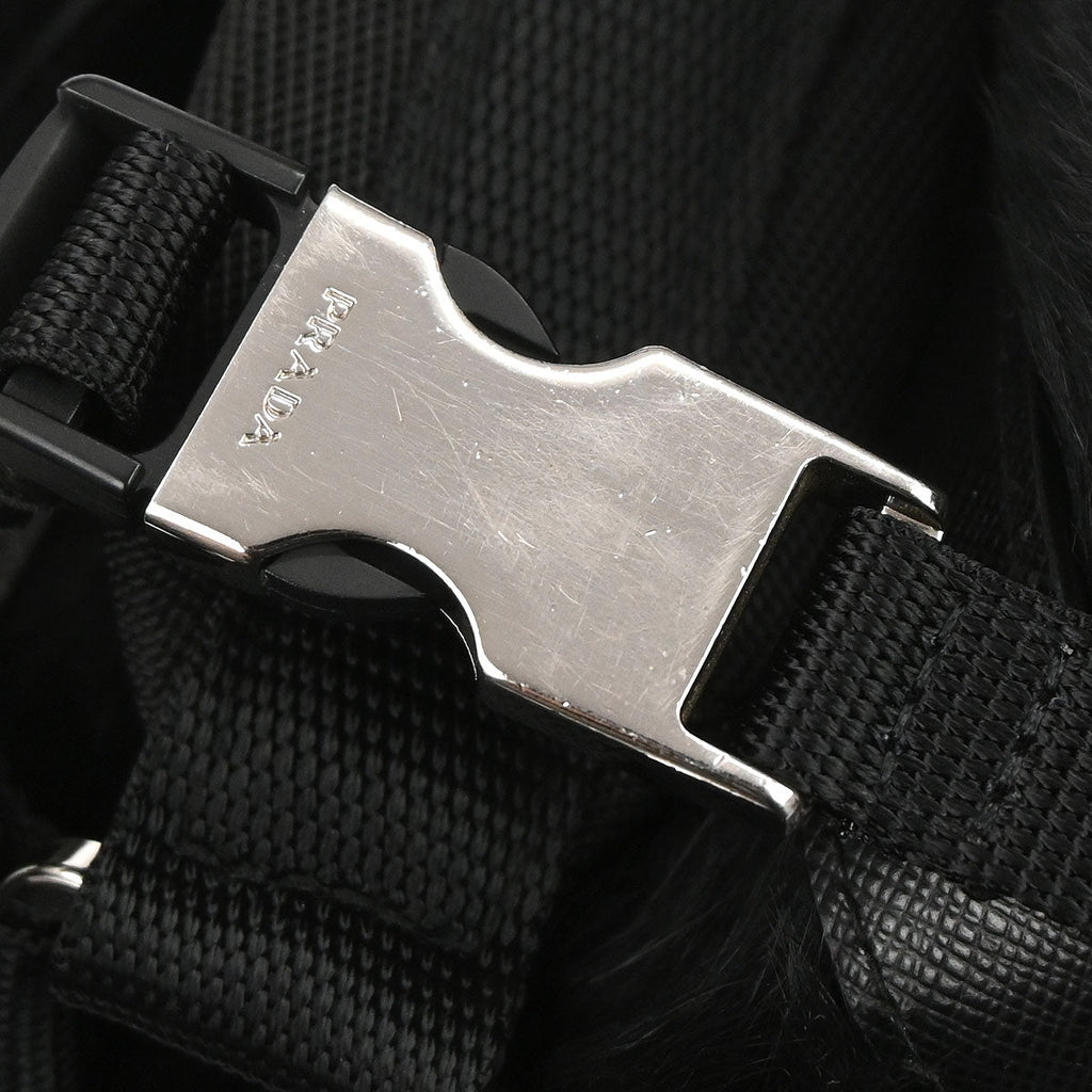 Prada Black Fur Nylon Backpack