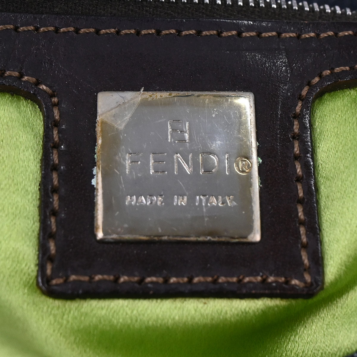 Fendi Navy Denim Floral Baguette Handbag