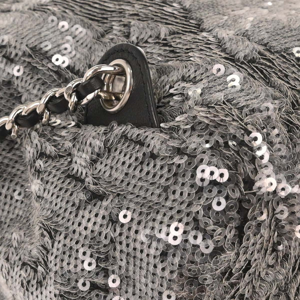 Chanel 2018 Gray Sequins Waterfall Backpack