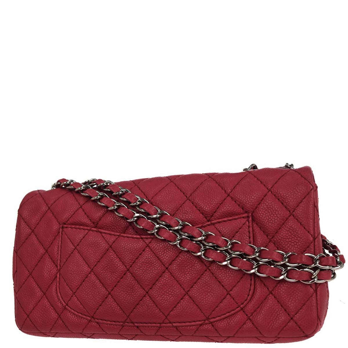 Chanel 2008-2009 Red Caviar Skin East West Shoulder Bag