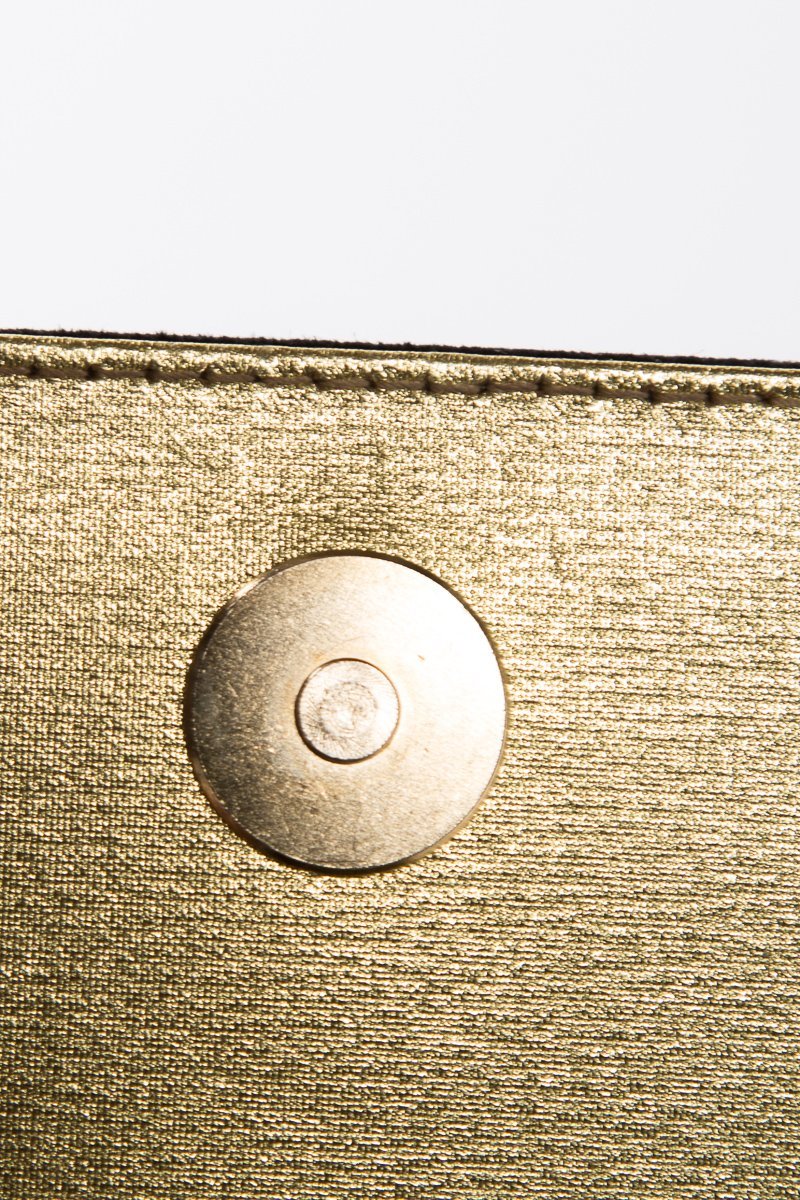 Paloma Picasso Black & Gold Embossed Suede Clutch