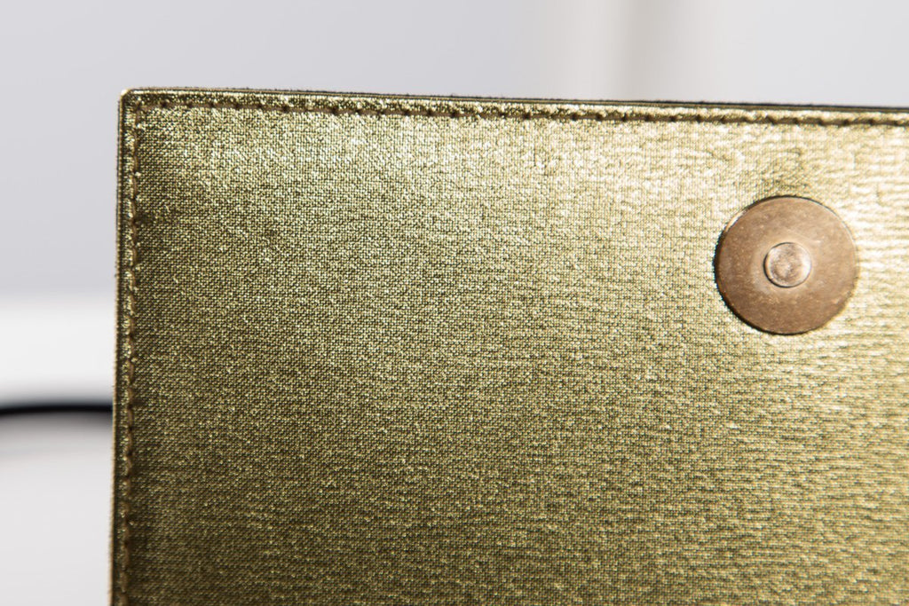 Paloma Picasso Black & Gold Embossed Suede Clutch