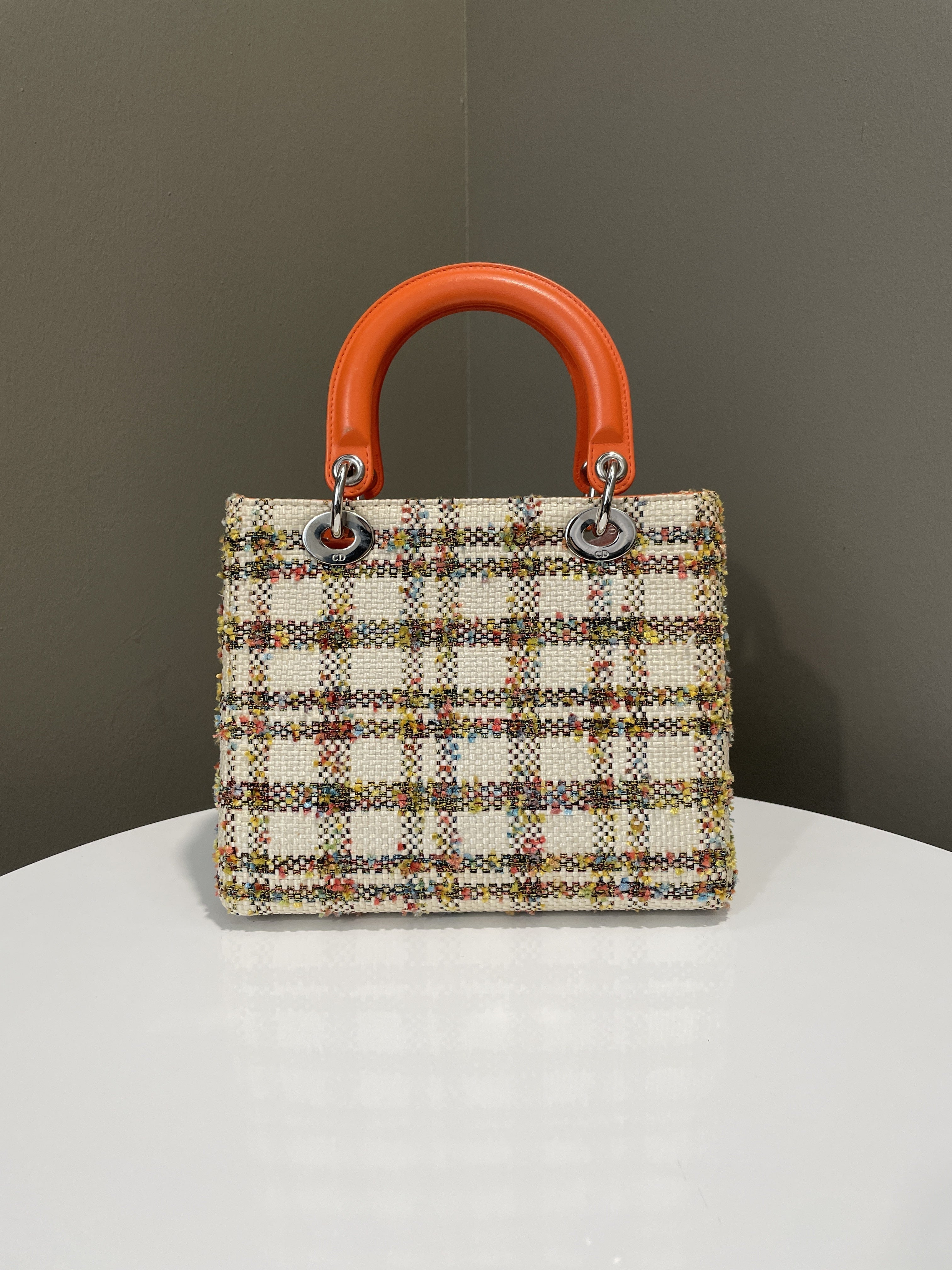 Dior Classic Lady Dior Orange / Cream Tweed