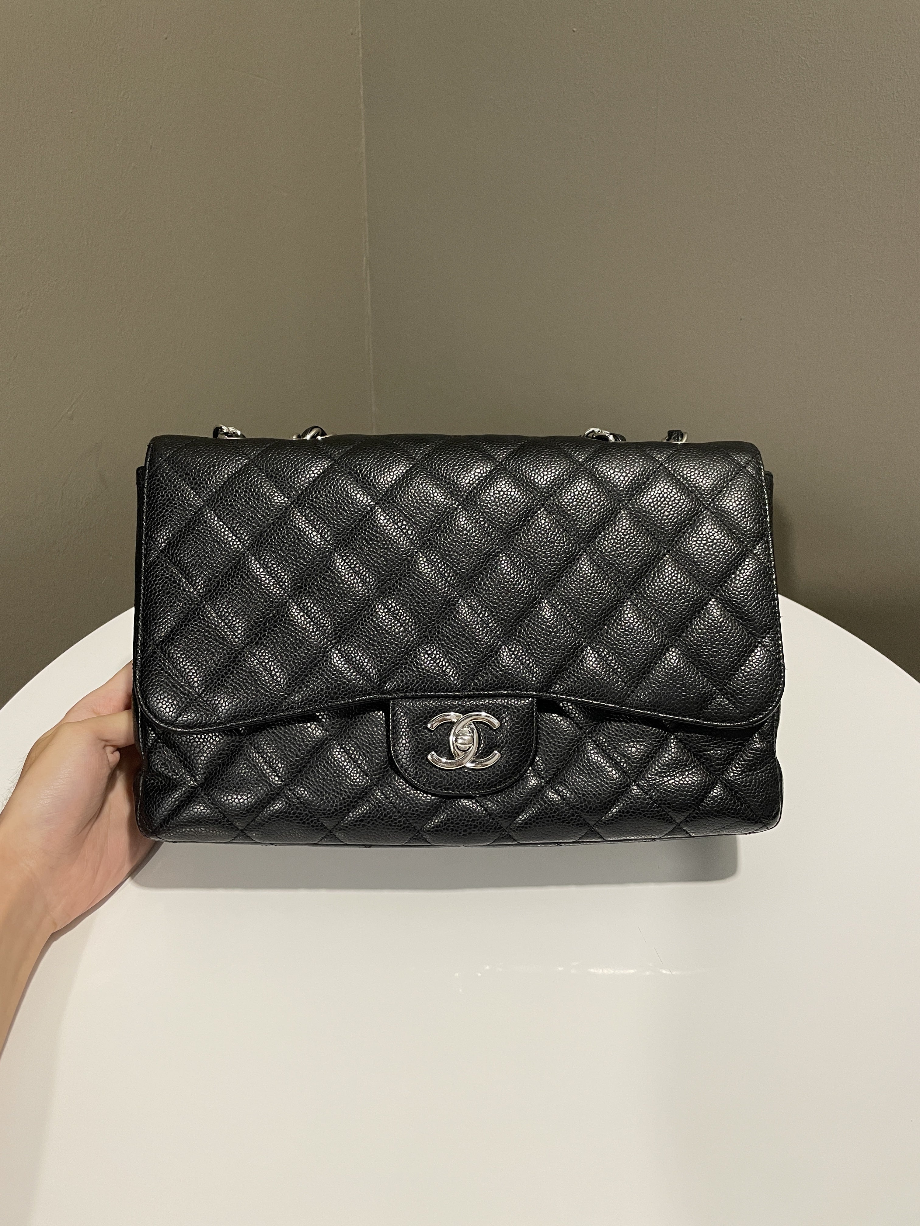 Chanel Classic Quilted Jumbo Single Flap Black Caviar