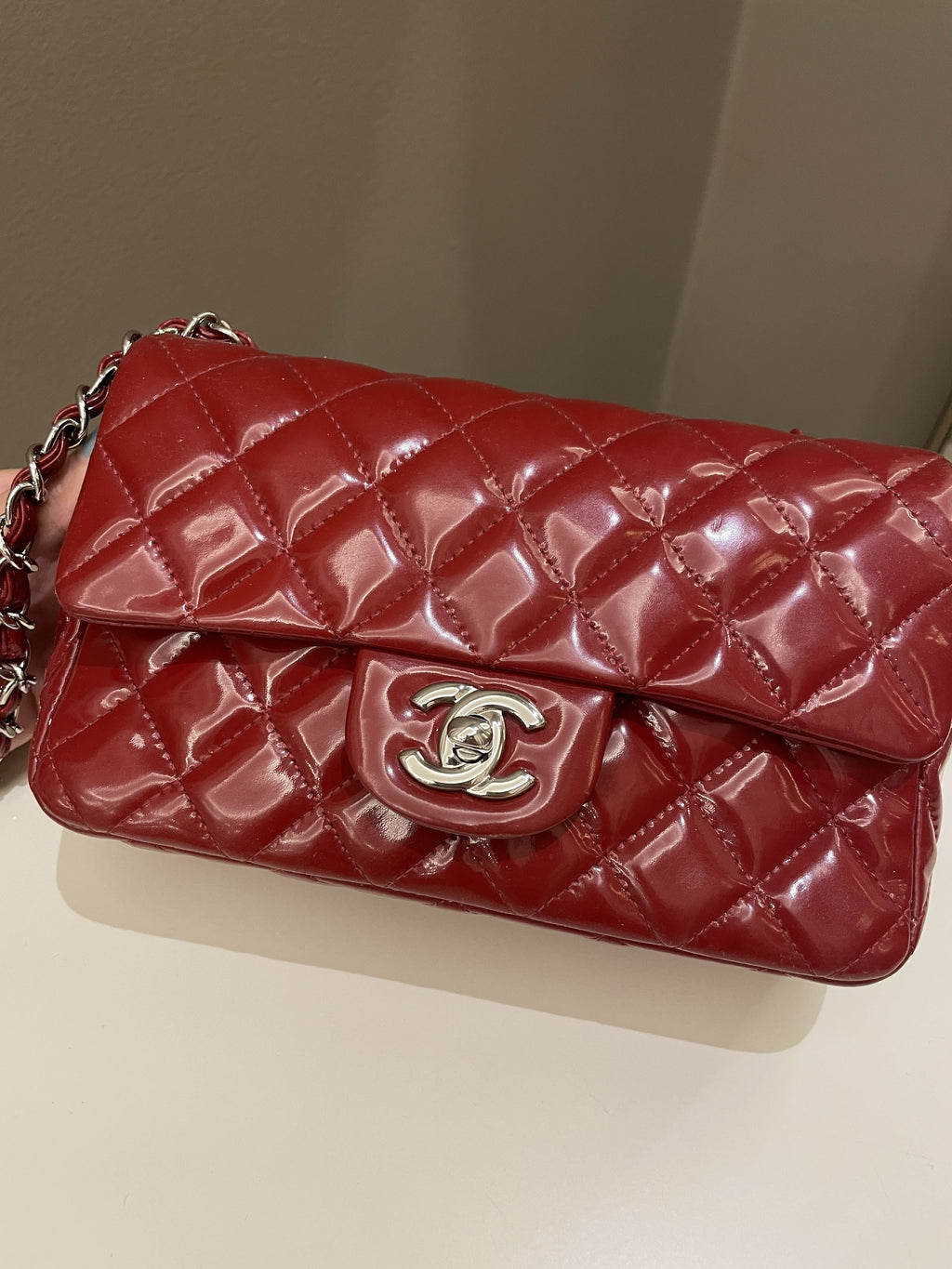 Chanel Classic Quilted Mini Rectangular Red Patent
