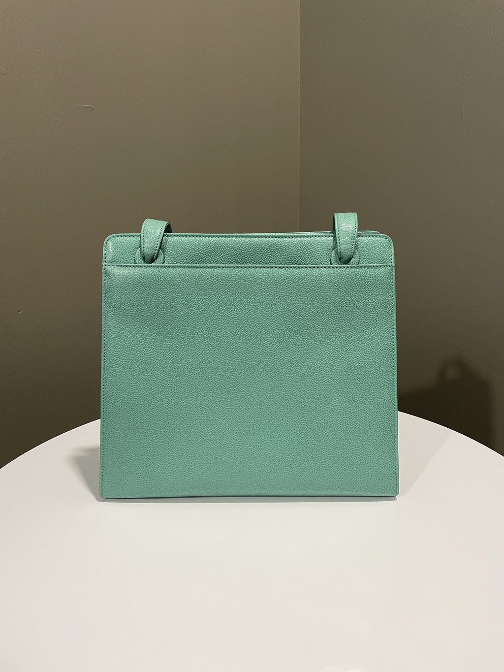 Chanel Vintage Shoulder Tote Bag Mint Caviar