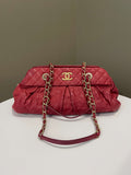 Chanel Cc Quilted Chain Shoulder Bag Red Calfskin
