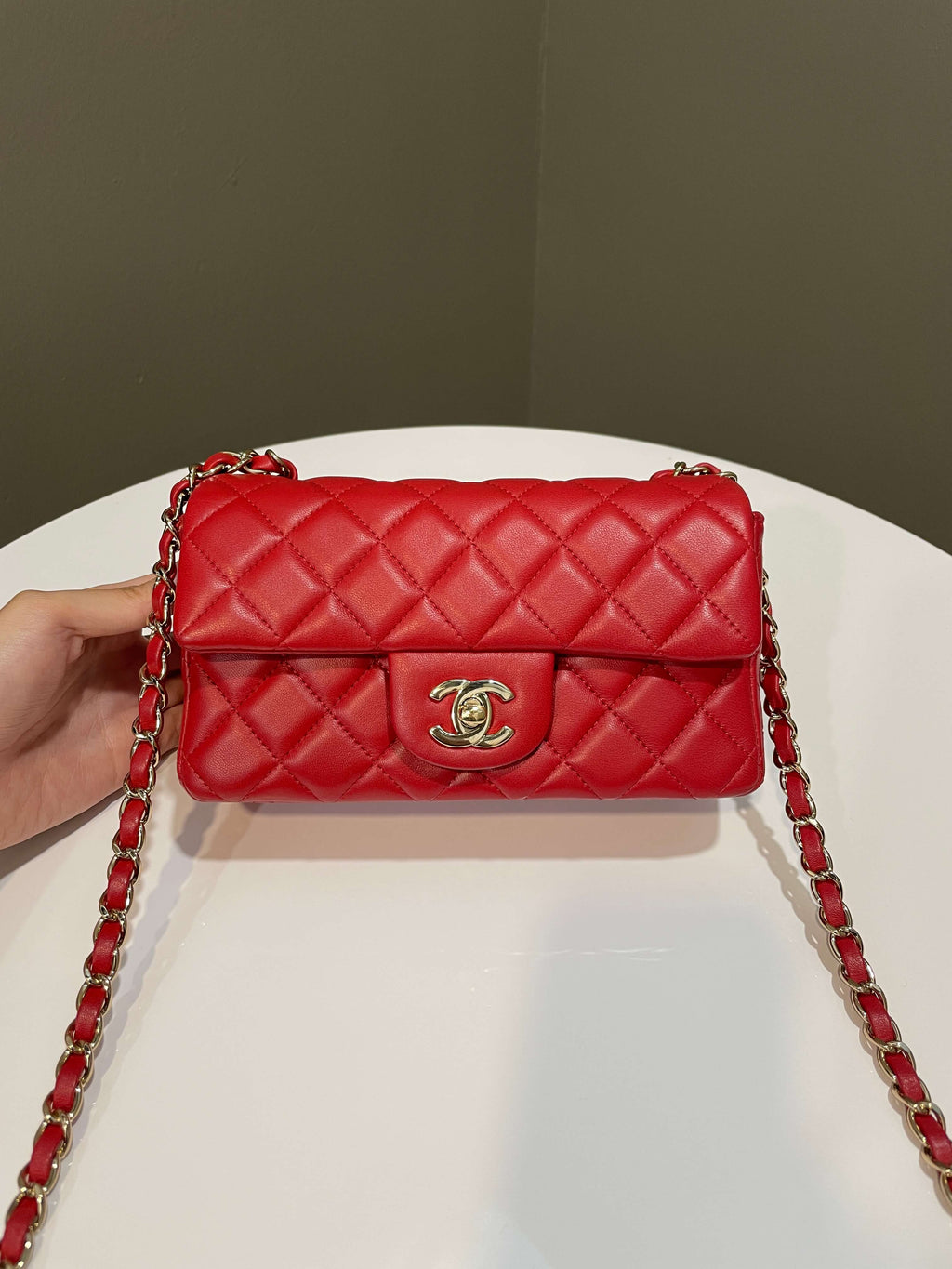 Chanel 20S Classic Quilted Mini Rectangular Dark Red Lambskin