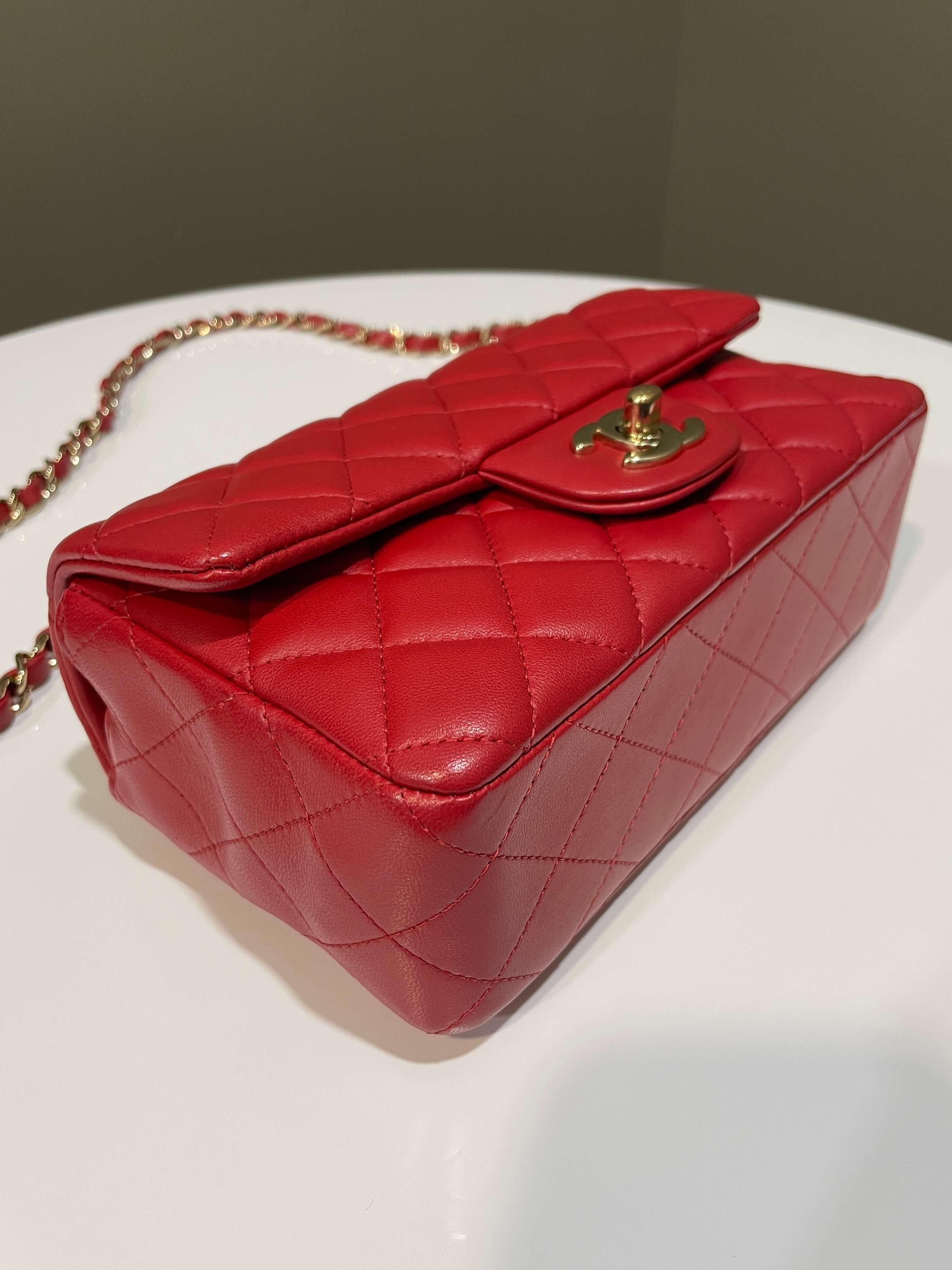 Chanel 20S Classic Quilted Mini Rectangular Dark Red Lambskin