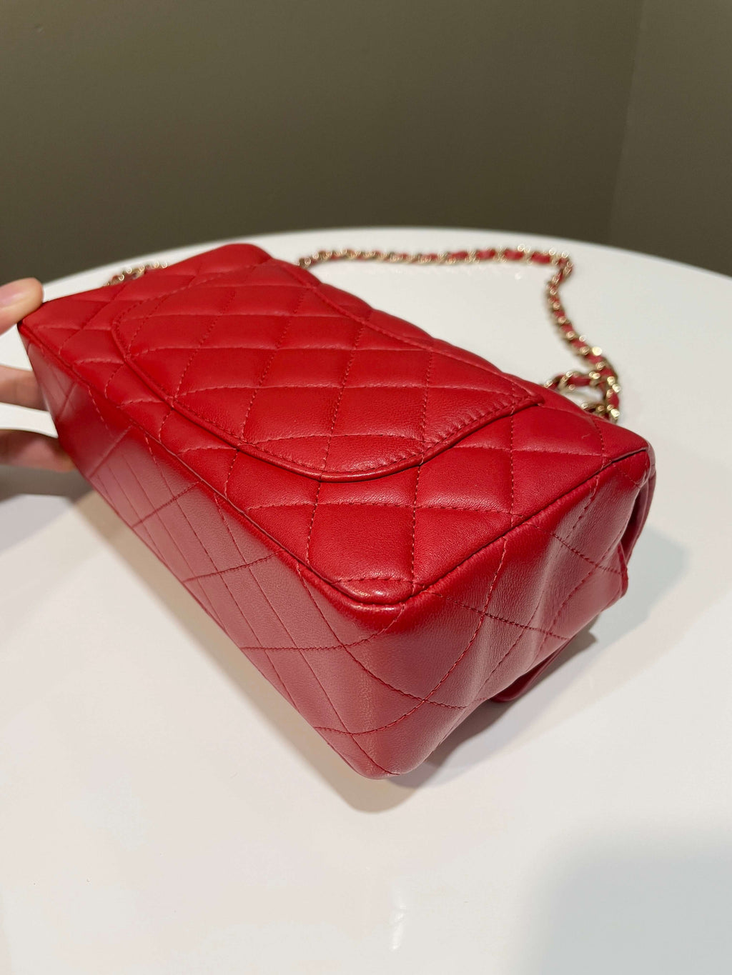 Chanel 20S Classic Quilted Mini Rectangular Dark Red Lambskin