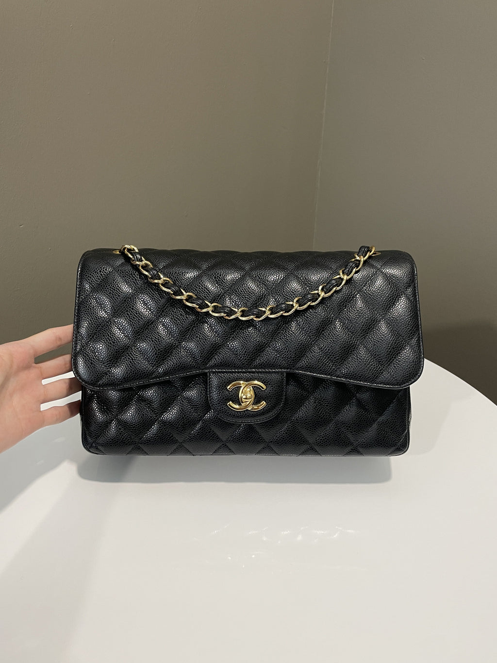 Chanel Classic Quilted Jumbo Double Flap Black Caviar